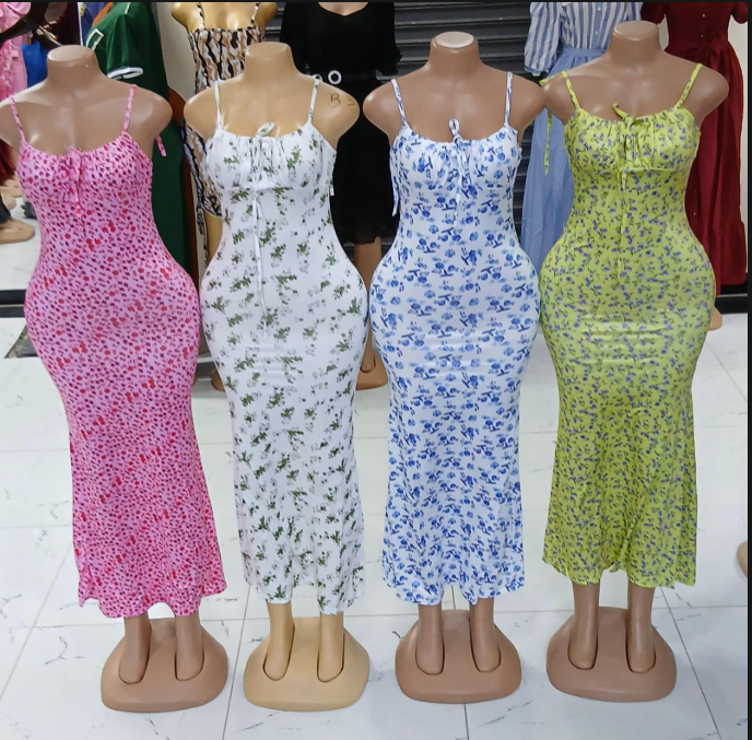 1Pc Boho Floral Print Maxi Dress – Mermaid Fit Long Bodycon Dress for Women