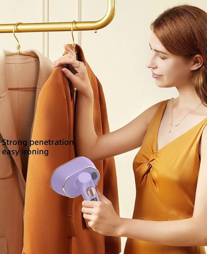 Travel steam iron, Portable handheld steamer for clothes, LCD temperature display, 90° rotating handle powerful wrinkle removal, Small iron perfect for home, dorm and outdoor travel