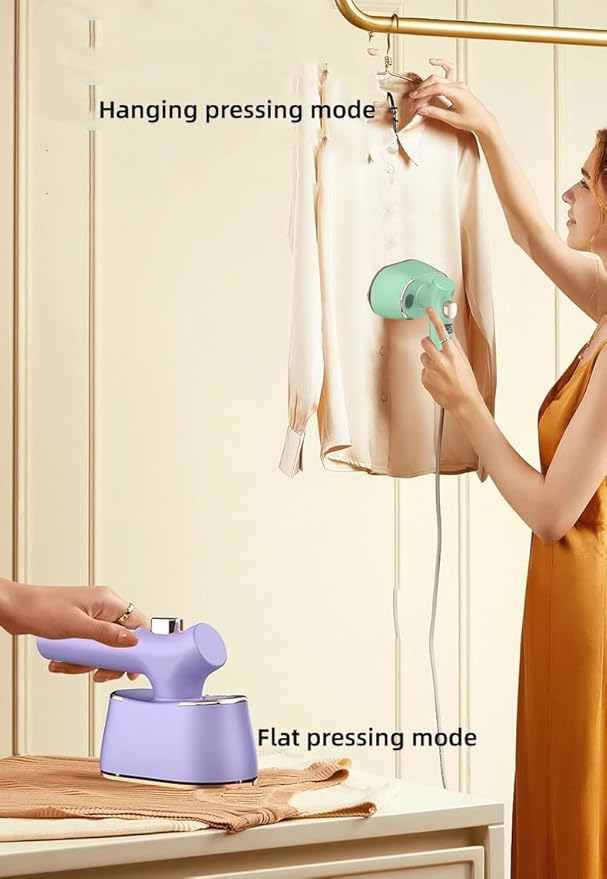 Travel steam iron, Portable handheld steamer for clothes, LCD temperature display, 90° rotating handle powerful wrinkle removal, Small iron perfect for home, dorm and outdoor travel