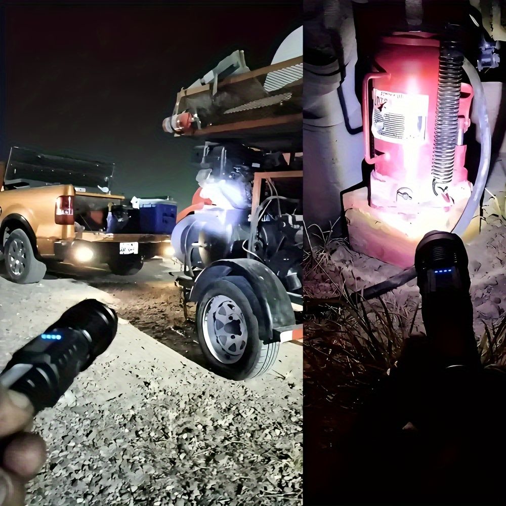 Bright Flashlight ABS Strong Light Focusing Led Flash Light USB Rechargeable Outdoor Flashlights, Mini lights portable ultra-bright household xenon lamp outdoor long-range ultra-long enduran