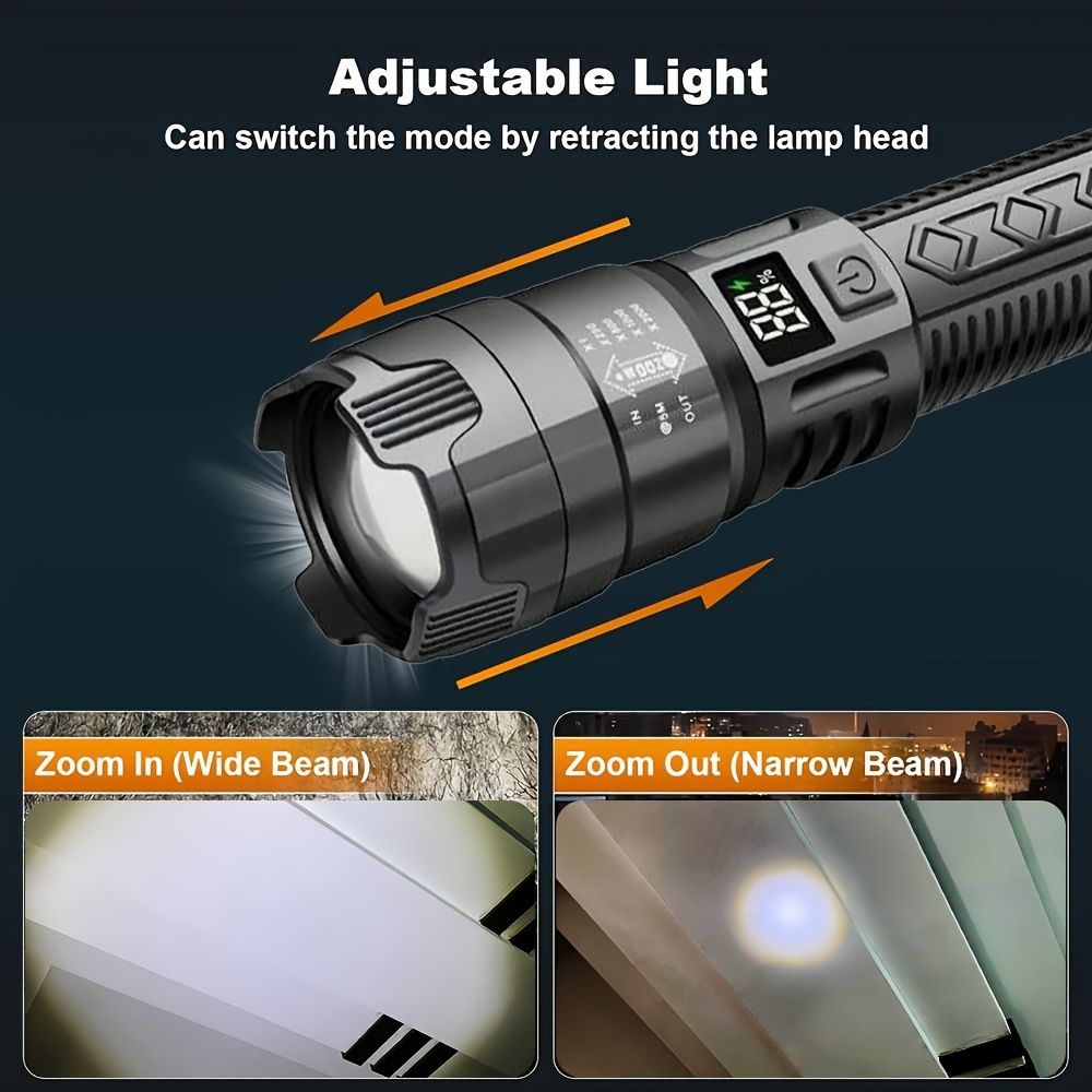 Bright Flashlight ABS Strong Light Focusing Led Flash Light USB Rechargeable Outdoor Flashlights, Mini lights portable ultra-bright household xenon lamp outdoor long-range ultra-long enduran