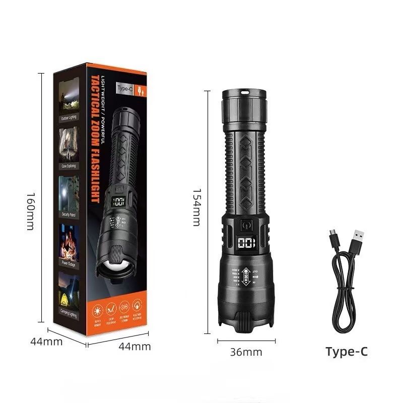 Bright Flashlight ABS Strong Light Focusing Led Flash Light USB Rechargeable Outdoor Flashlights, Mini lights portable ultra-bright household xenon lamp outdoor long-range ultra-long enduran