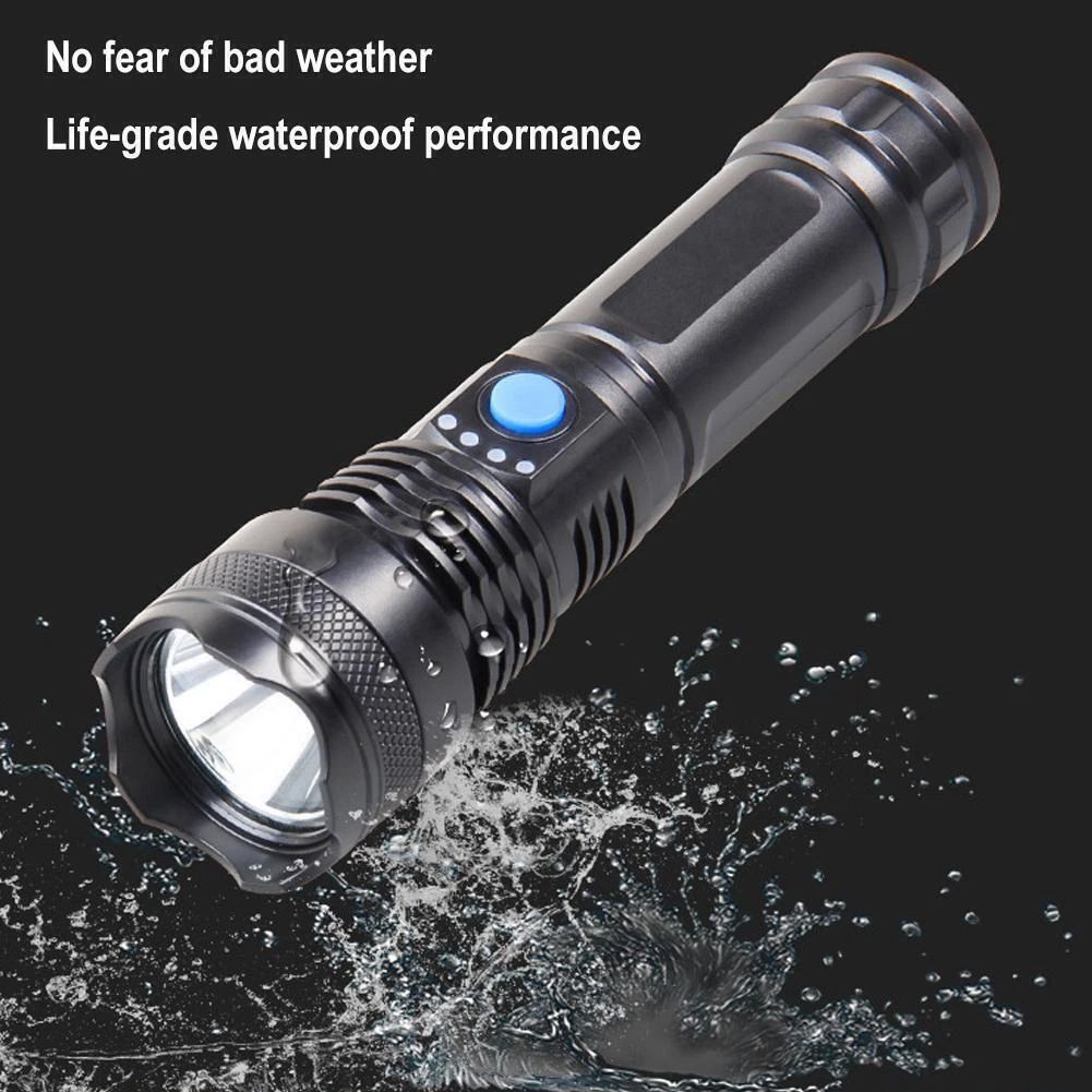 Super Bright USB Rechargeable LED Torch Flashlight Outdoor Flashlight Portable Built-in Battery Power Torch lamp Camping Lantern