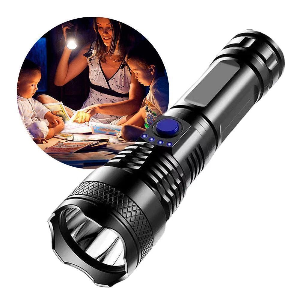 Super Bright USB Rechargeable LED Torch Flashlight Outdoor Flashlight Portable Built-in Battery Power Torch lamp Camping Lantern