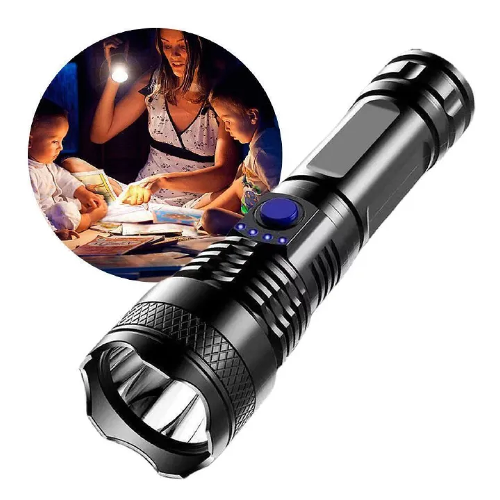 Super Bright USB Rechargeable LED Torch Flashlight Outdoor Flashlight Portable Built-in Battery Power Torch lamp Camping Lantern