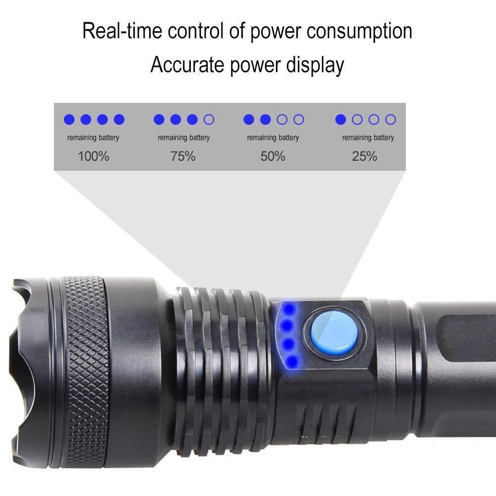 Super Bright USB Rechargeable LED Torch Flashlight Outdoor Flashlight Portable Built-in Battery Power Torch lamp Camping Lantern