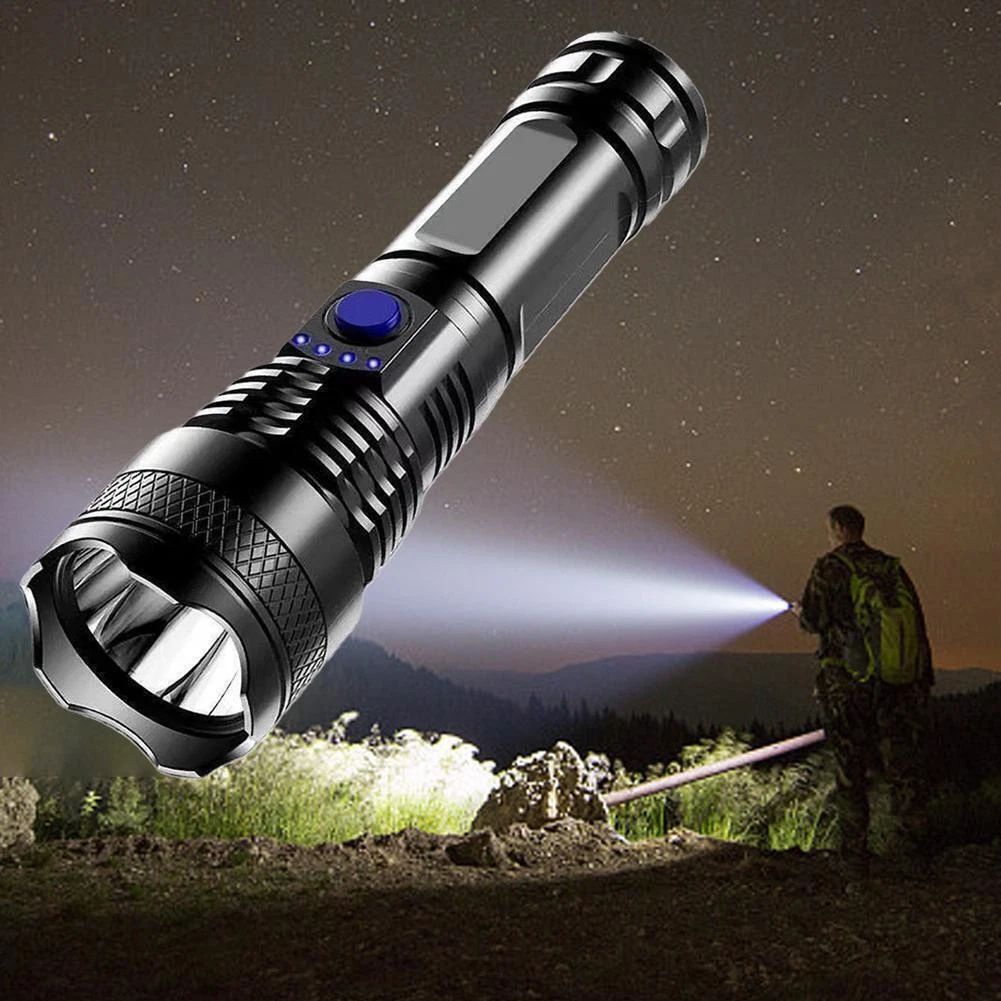 Super Bright USB Rechargeable LED Torch Flashlight Outdoor Flashlight Portable Built-in Battery Power Torch lamp Camping Lantern