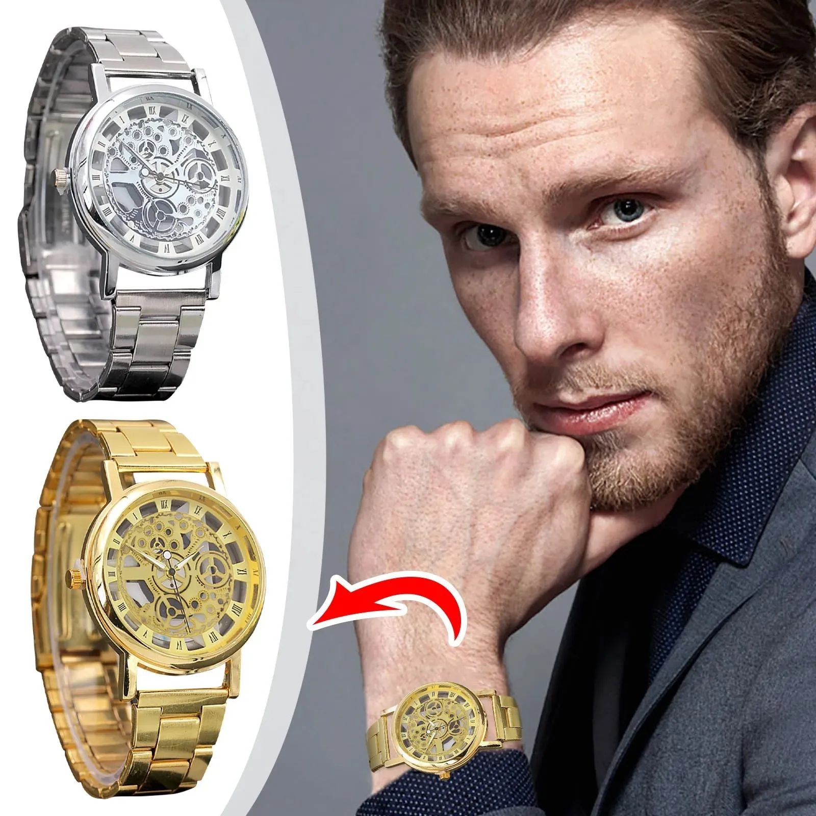 Double-sided Transparent Hollow Automatic Mechanical Men Watches Top Brand Original Men's Watches Luxury Chronograph Quartz Sports Watches Male Wrist Watch Waterproof Luminous Watches