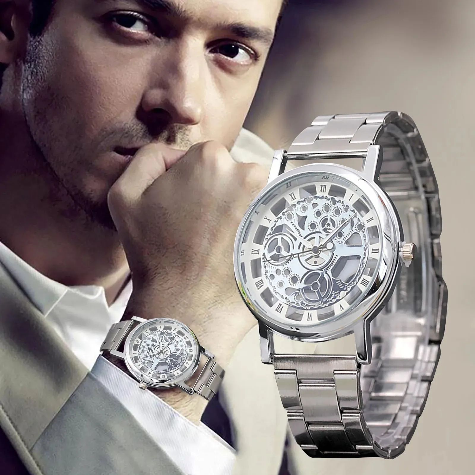 Double-sided Transparent Hollow Automatic Mechanical Men Watches Top Brand Original Men's Watches Luxury Chronograph Quartz Sports Watches Male Wrist Watch Waterproof Luminous Watches