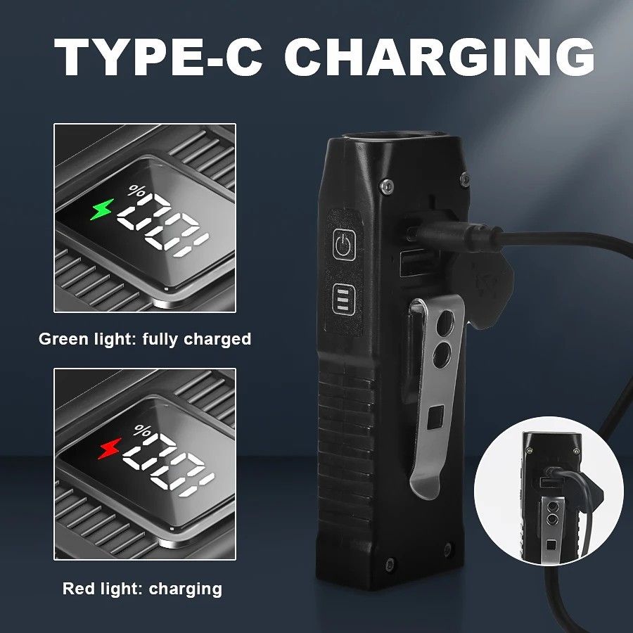 High Power LED Flashlight Powerful USB Rechargeable Torch Handheld Portable Mini Flashlight for Outdoor, Emergency, and  Hiking