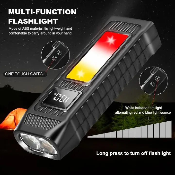 High Power LED Flashlight Powerful USB Rechargeable Torch Handheld Portable Mini Flashlight for Outdoor, Emergency, and  Hiking