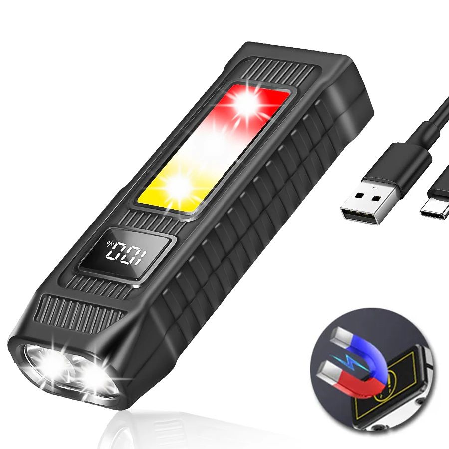 High Power LED Flashlight Powerful USB Rechargeable Torch Handheld Portable Mini Flashlight for Outdoor, Emergency, and  Hiking