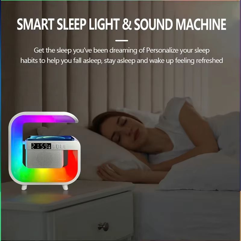 RGB Light Wireless Charger Stand Pad Multi Bluetooth 5.3 Speaker FM Alarm Clorck For Fast Charging Station Bluetooth Speaker for Smartphone