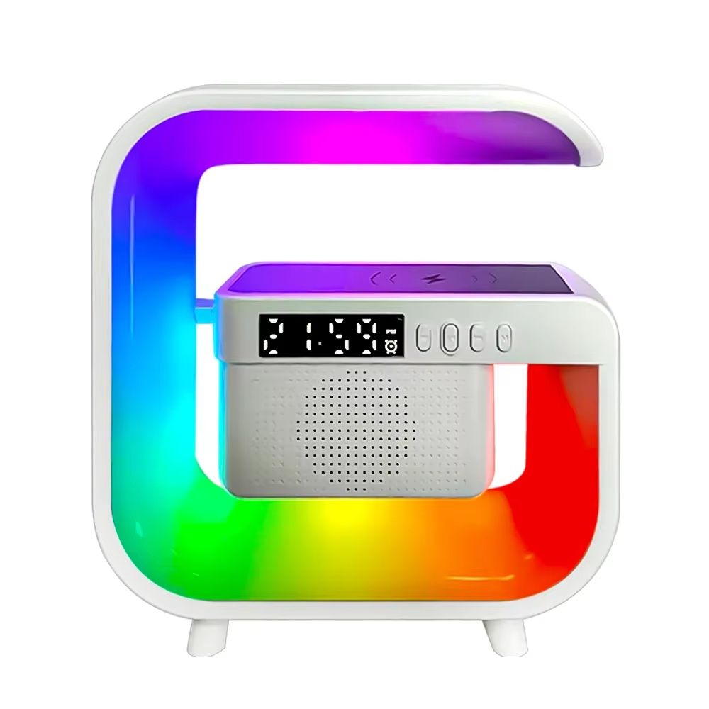 RGB Light Wireless Charger Stand Pad Multi Bluetooth 5.3 Speaker FM Alarm Clorck For Fast Charging Station Bluetooth Speaker for Smartphone