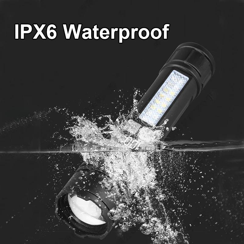 New Rechargeable LED Flashlight Portable Waterproof Emergency Torch Telescopic Zoom Camping Adventure Lamp Carry Working Light
