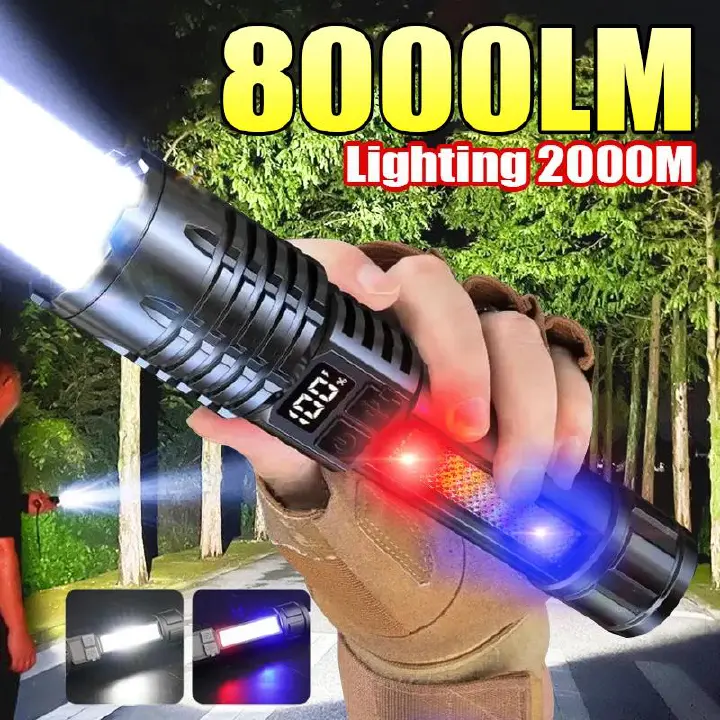 New Rechargeable LED Flashlight Portable Waterproof Emergency Torch Telescopic Zoom Camping Adventure Lamp Carry Working Light