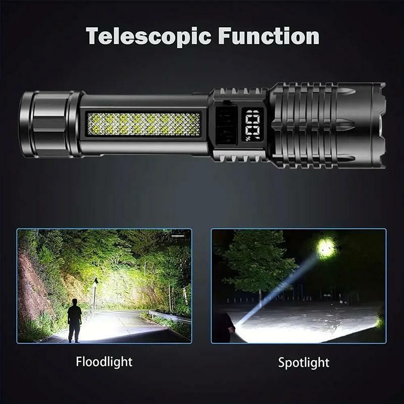 New Rechargeable LED Flashlight Portable Waterproof Emergency Torch Telescopic Zoom Camping Adventure Lamp Carry Working Light