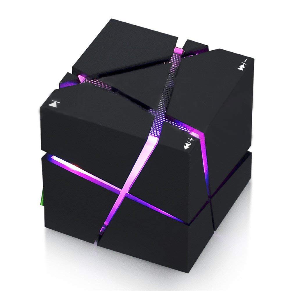 Bluetooth Speakers with Colorful LED Light, Mini Portable Wireless Cube Stereo Speaker Magic Music Player Hand Free Outdoor for iPhone Samsung MP3 MP4 Player Tablet Laptop Computer Speaker