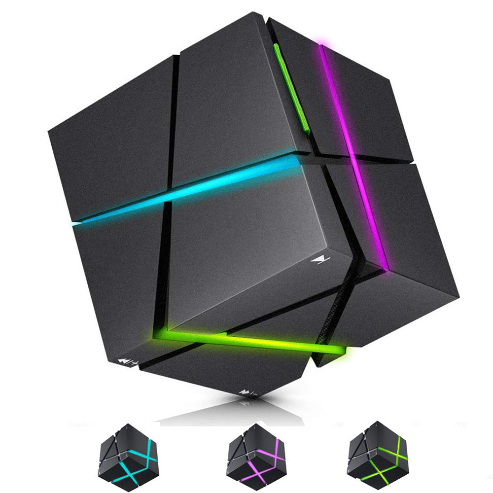 Bluetooth Speakers with Colorful LED Light, Mini Portable Wireless Cube Stereo Speaker Magic Music Player Hand Free Outdoor for iPhone Samsung MP3 MP4 Player Tablet Laptop Computer Speaker