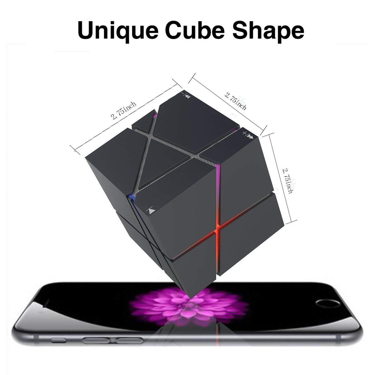 Bluetooth Speakers with Colorful LED Light, Mini Portable Wireless Cube Stereo Speaker Magic Music Player Hand Free Outdoor for iPhone Samsung MP3 MP4 Player Tablet Laptop Computer Speaker