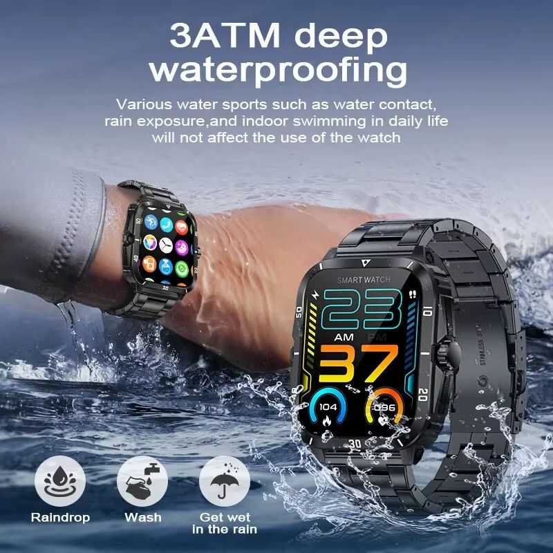 Sport Smart Watch For Men 1.96 Screen Blood Oxygen Bluetooth Call Watch 100+Sport Waterproof Smartwatch Men Watches