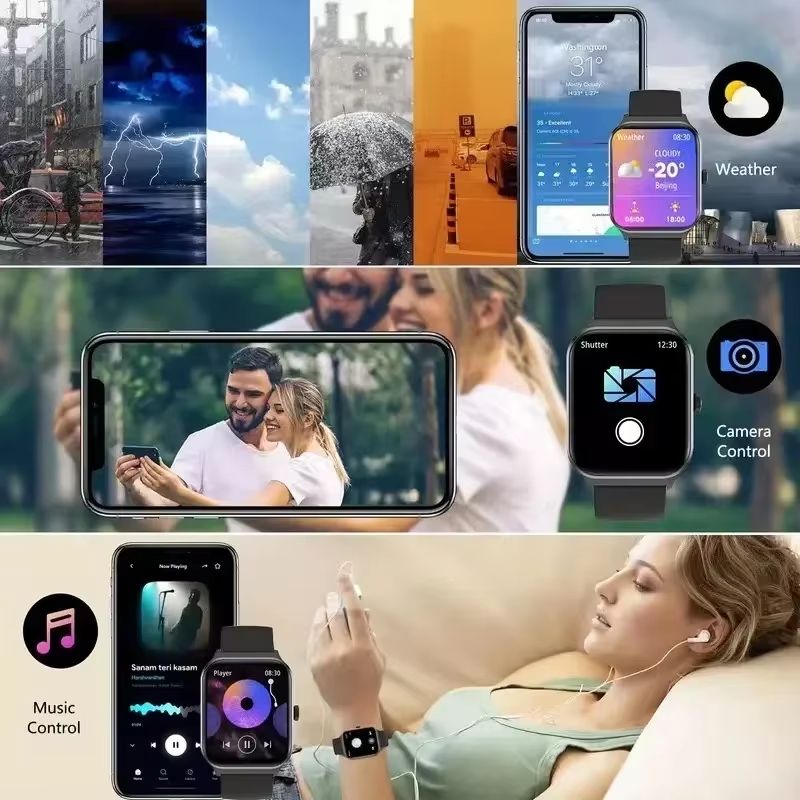 2025 Bluetooth Answer Call Smart Watch Men 1.73 inch Full Touch Fitness Tracker Waterproof Sport Smartwatch Women