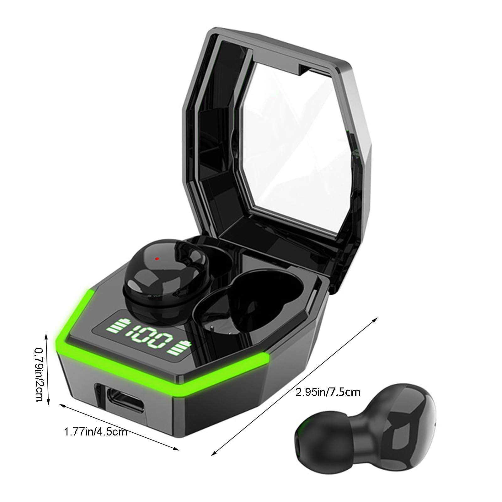 Bluetooth Earphone in-Ear Earpods LED Digital Display Long Life Portable Earphones With Translucent Charging Case Bluetooth 5.3