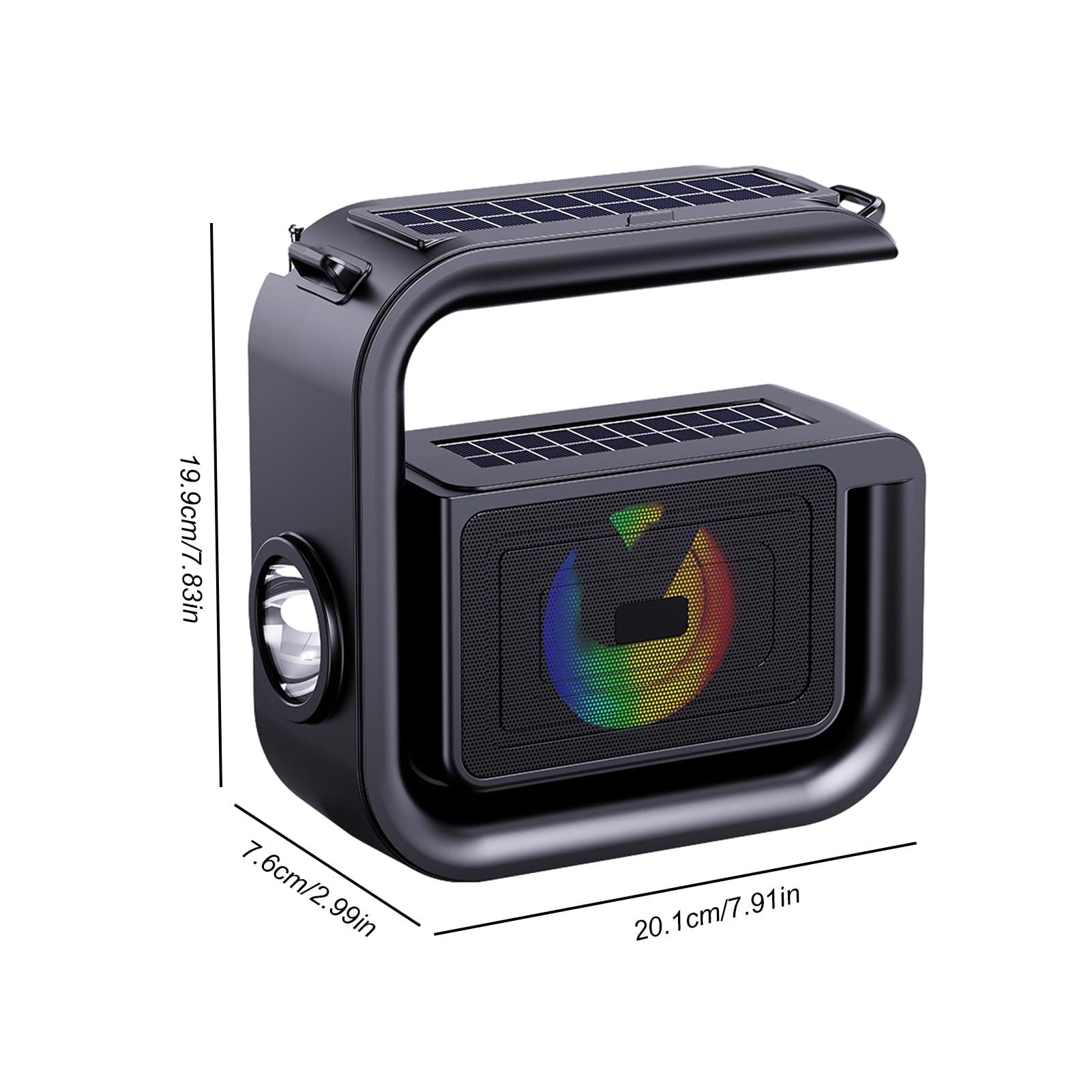 Solar Bluetooth Speaker - 5.3 Wireless Solar Charging Strong Flashlight Outdoor Speaker | HiFi Quality Sound Built-in Big G-Shaped Handle Outdoor Speaker, for Camping, Pool