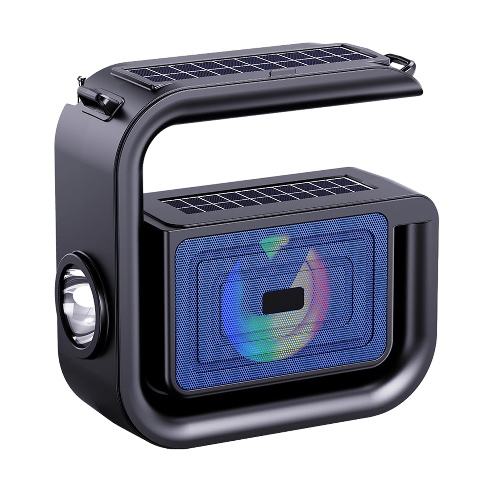 Solar Bluetooth Speaker - 5.3 Wireless Solar Charging Strong Flashlight Outdoor Speaker | HiFi Quality Sound Built-in Big G-Shaped Handle Outdoor Speaker, for Camping, Pool