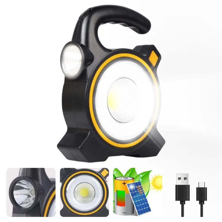 Portable Camping Lamp Dual Light Source Lighting High Brightness LED Flashlight Solar Emergency Light Solar Energy Rechargeable Lantern