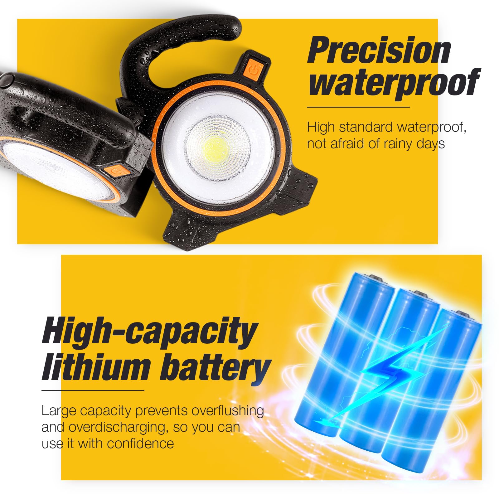 Portable Camping Lamp Dual Light Source Lighting High Brightness LED Flashlight Solar Emergency Light Solar Energy Rechargeable Lantern