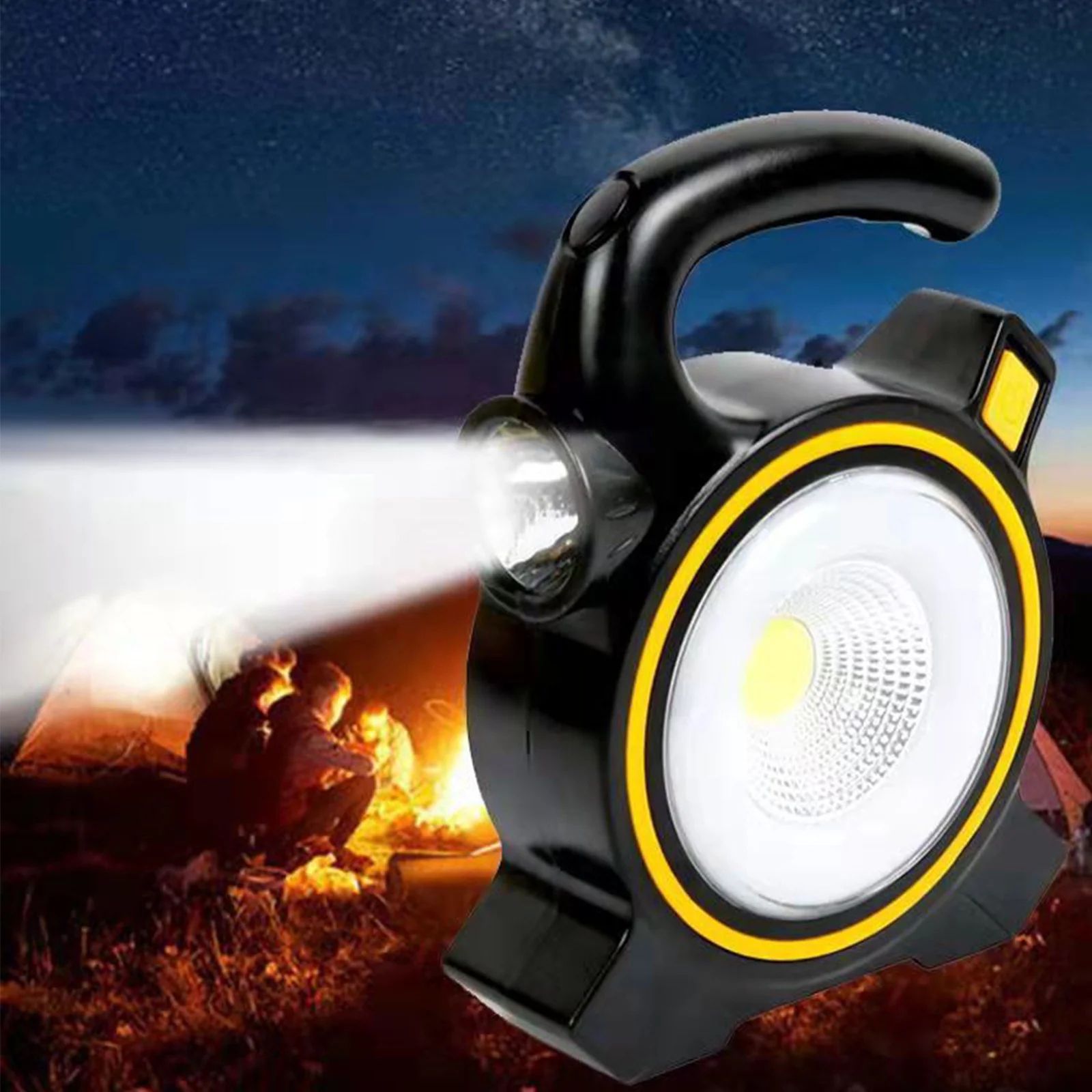 Portable Camping Lamp Dual Light Source Lighting High Brightness LED Flashlight Solar Emergency Light Solar Energy Rechargeable Lantern