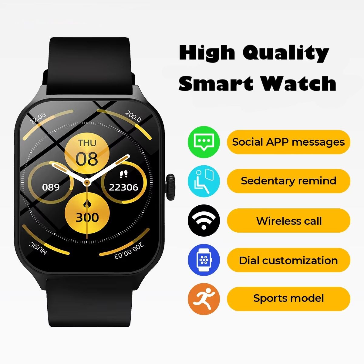 Smart Watch Bluetooth Call Sports Fitness Smartwatches Heart Rate Blood Pressure Monitor Tracker For Smart Phones Waterproof Smartwatch