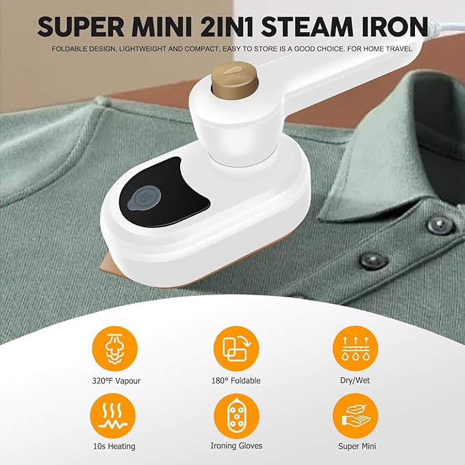 Mini Iron Handheld Garment Steamer Iron Non Stick Ceramic Soleplate Support Dry Wet Ironing Micro Iron Machine Heat Press