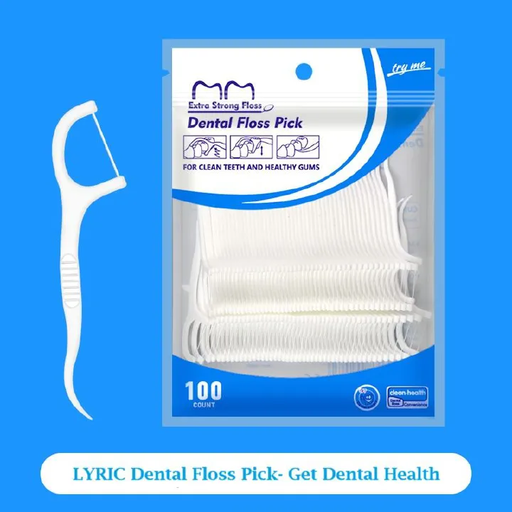 LYRIC 100pcs Dental Floss Flosser Picks Toothpicks Teeth Stick Interdental Brush Tooth Cleaning Dental Floss Pick Oral Care Teeth Beauty