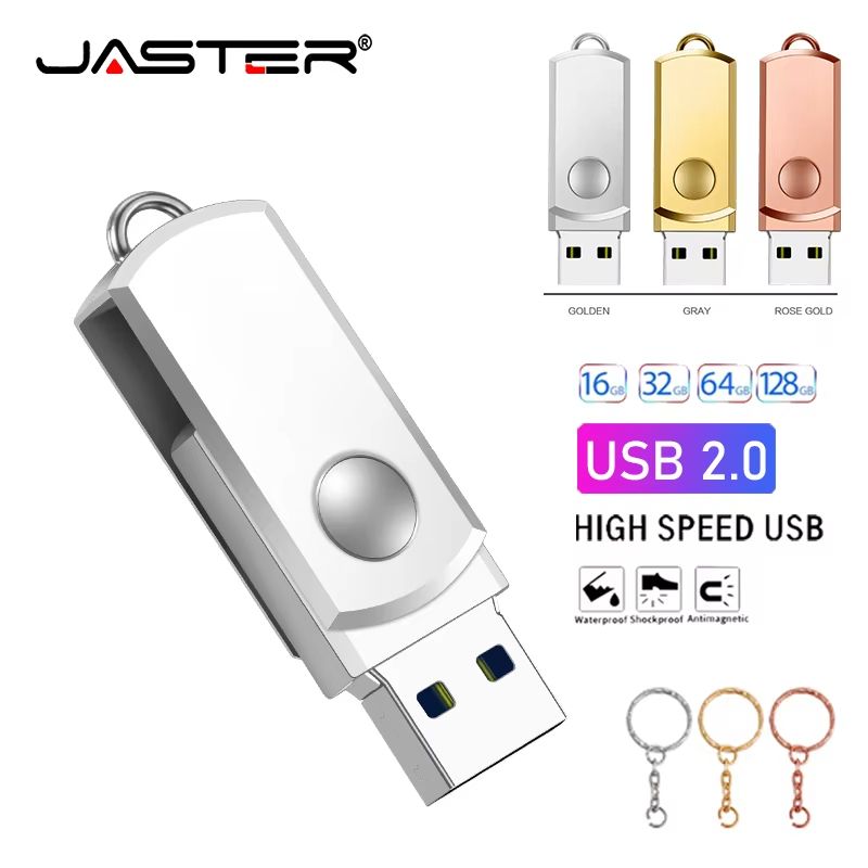 LYRIC Rotatable USB Flash Drive 128GB Metal Pendrive 64GB Free Keychain Pen Drive 32GB Mini Creative Gift Storage Devices 16GB 8GB U Disk