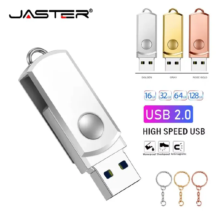 LYRIC Rotatable USB Flash Drive 128GB Metal Pendrive 64GB Free Keychain Pen Drive 32GB Mini Creative Gift Storage Devices 16GB 8GB U Disk