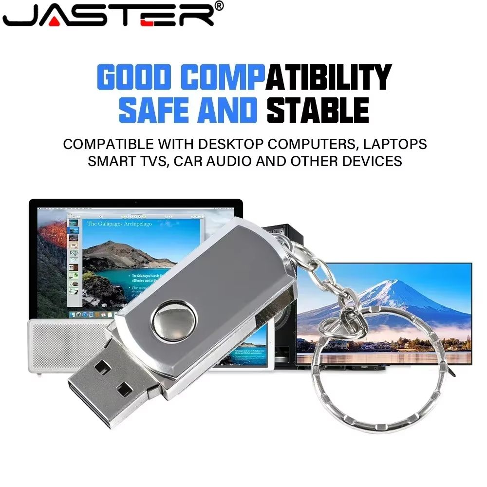 LYRIC Rotatable USB Flash Drive 128GB Metal Pendrive 64GB Free Keychain Pen Drive 32GB Mini Creative Gift Storage Devices 16GB 8GB U Disk