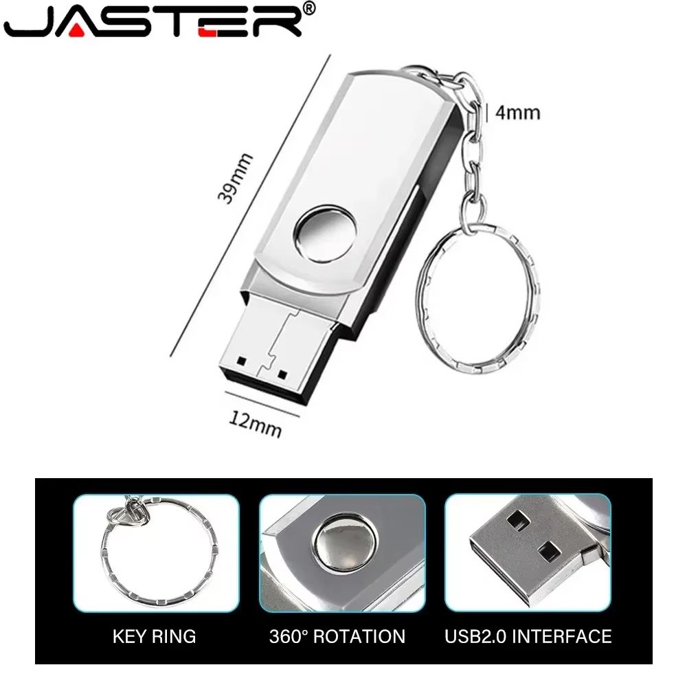 LYRIC Rotatable USB Flash Drive 128GB Metal Pendrive 64GB Free Keychain Pen Drive 32GB Mini Creative Gift Storage Devices 16GB 8GB U Disk