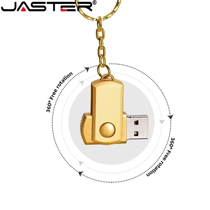 LYRIC Rotatable USB Flash Drive 128GB Metal Pendrive 64GB Free Keychain Pen Drive 32GB Mini Creative Gift Storage Devices 16GB 8GB U Disk