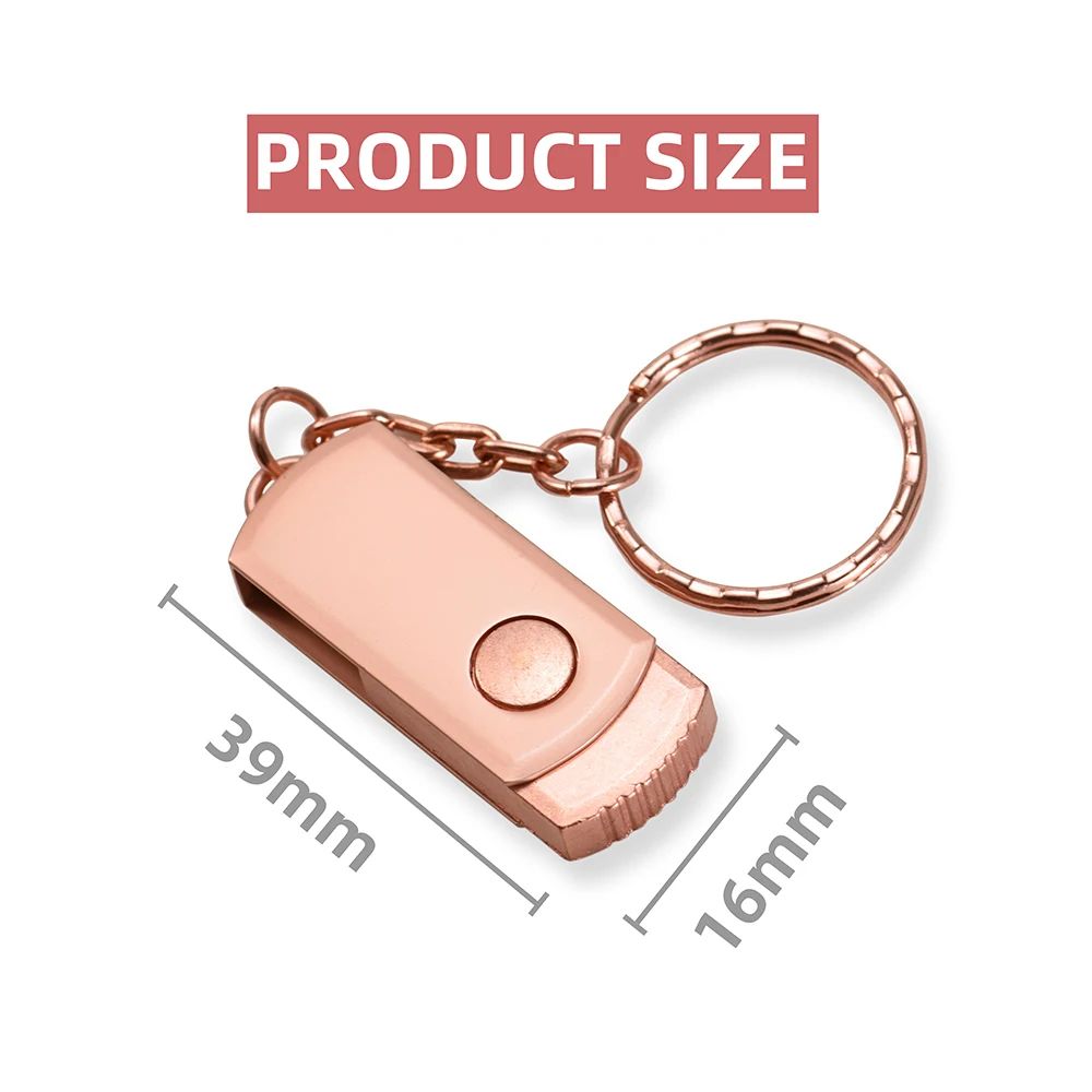 LYRIC Rotatable USB Flash Drive 128GB Metal Pendrive 64GB Free Keychain Pen Drive 32GB Mini Creative Gift Storage Devices 16GB 8GB U Disk