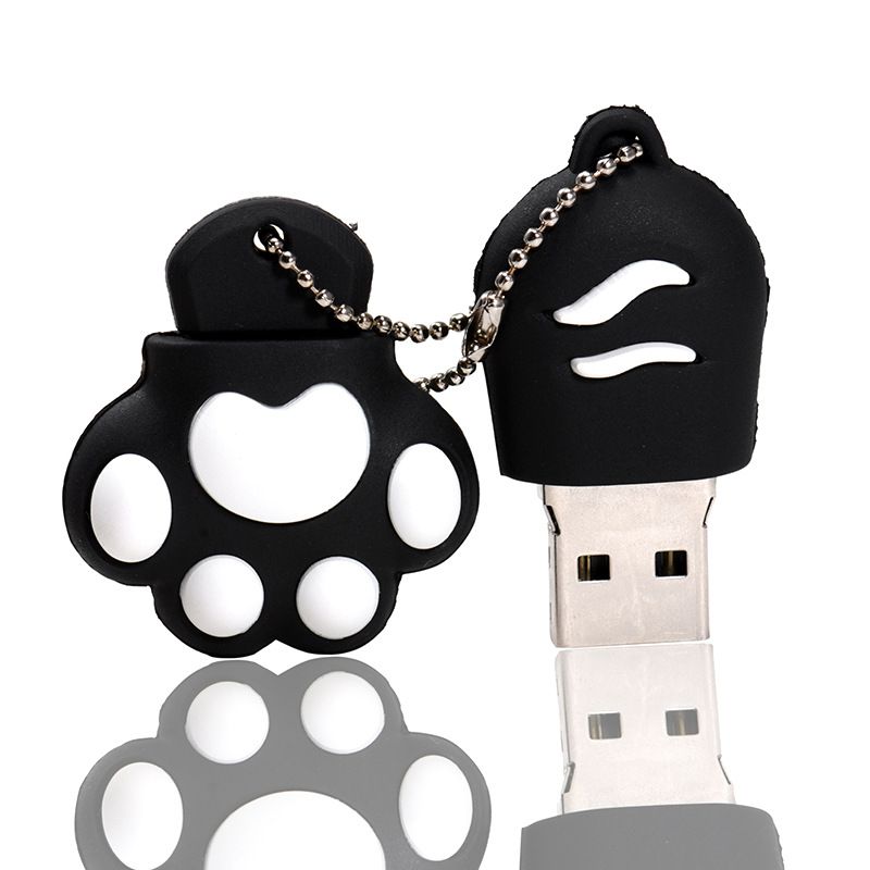 LYRIC Cartoon Cat Claw USB Flash Drives 64GB Cute Pen Drive 32GB 16GB Creative Gift Mini Silica Gel USB Stick Free Key Chain Memory Stick Portable Pendrive 4GB