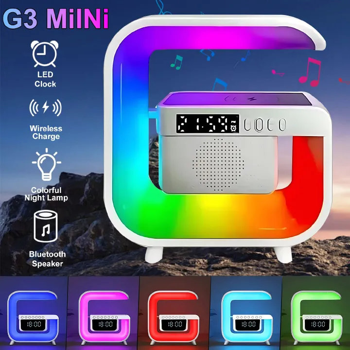 Wireless Charger Pad Stand TF RGB Night Light Bluetooth Speaker 15W Phone Fast Charging Station for iPhone Samsung Xiaomi Huawei