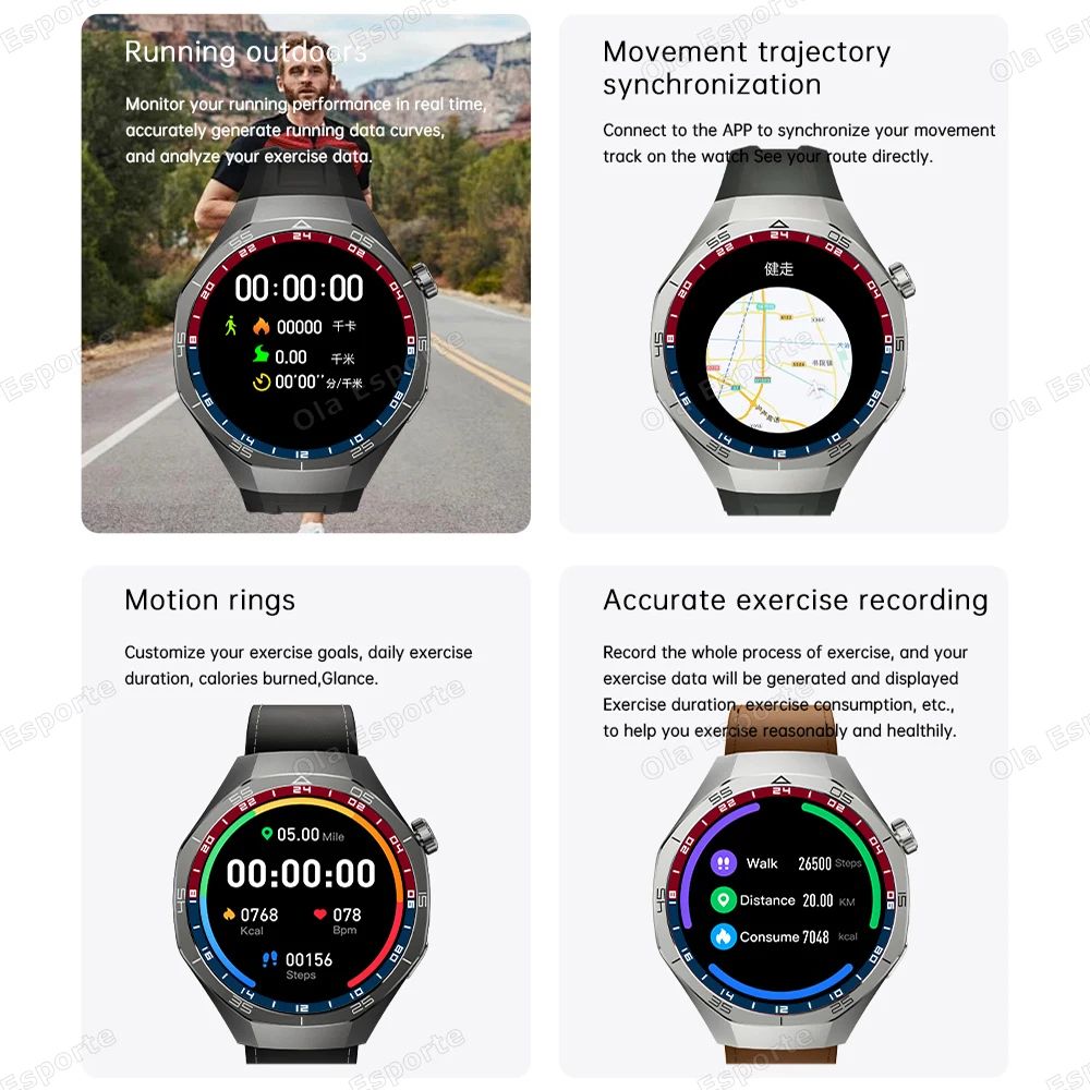New 1.53-inch Ultra HD Smart Watch GPS Track Bluetooth Call Heart rate Health Monitor Fitness Sport smartwatch For Huawei Xiaomi