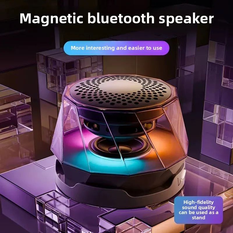 Mini Magnetic Bluetooth Speaker with RGB Lights - Portable Diamond  Wireless Speaker, Phone Stand & TWS Pairing for IPhone/Android