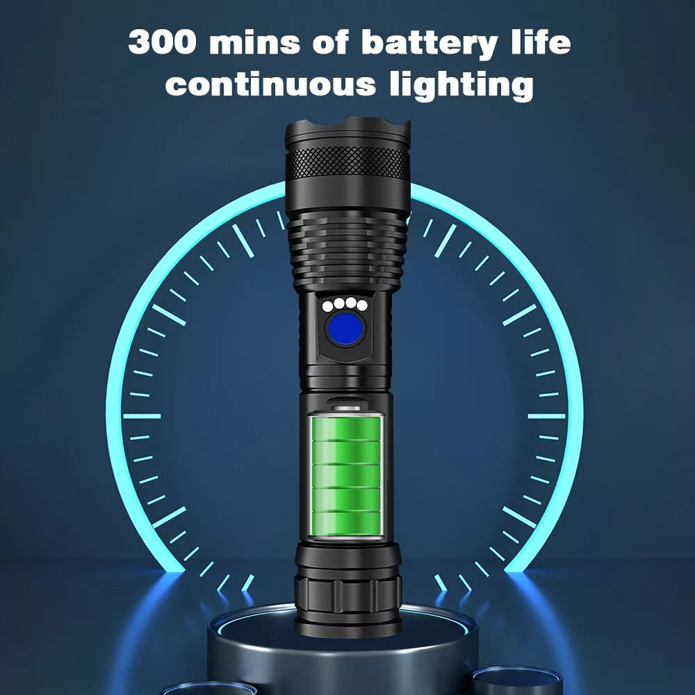 Super Bright USB Rechargeable LED Torch Flashlight Outdoor Flashlight Portable Built-in Battery Power Torch lamp Camping Lantern