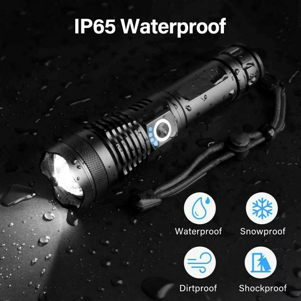 Super Bright USB Rechargeable LED Torch Flashlight Outdoor Flashlight Portable Built-in Battery Power Torch lamp Camping Lantern