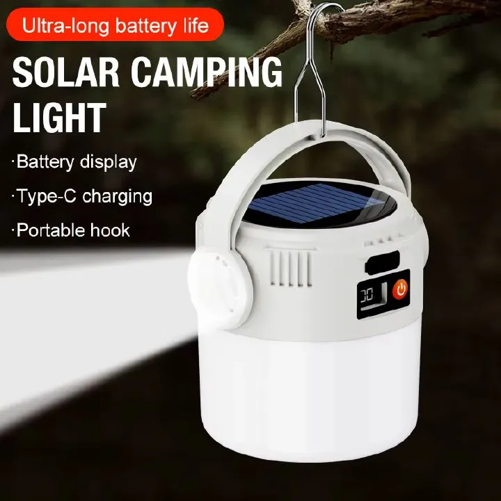 Solar Camping Lights Lightweight Led Camping Lantern Waterproof Foldable Lights Rechargeable Flashlight For Outdoor Home Hiking Night Power Outage Emergency Lamp