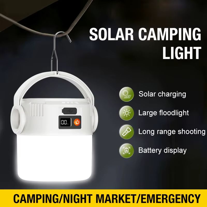 Solar Camping Lights Lightweight Led Camping Lantern Waterproof Foldable Lights Rechargeable Flashlight For Outdoor Home Hiking Night Power Outage Emergency Lamp