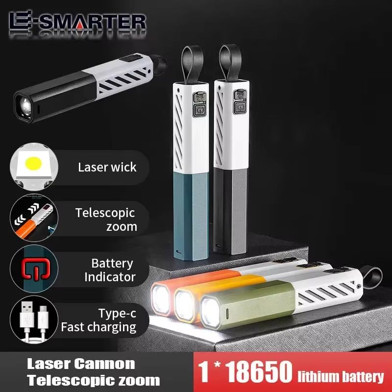 High Strong Power Zoom Led Flashlights 18650 Battery Tactical Torch Light USB Charging Camping Fishing Emergency Zoom Lantern Outdoor Waterproof Flash Light